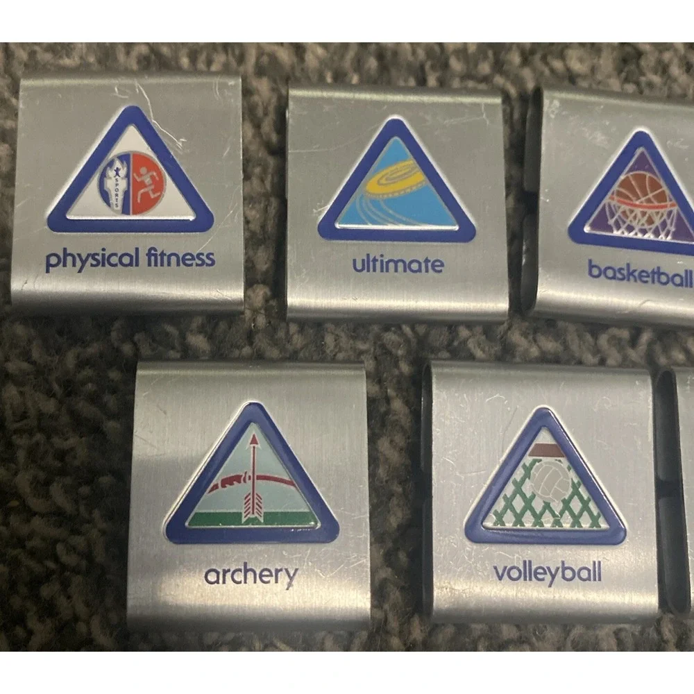 Boy Scout Cub Scout Belt 7 Mixed Merit Activity Slides Metal Badges